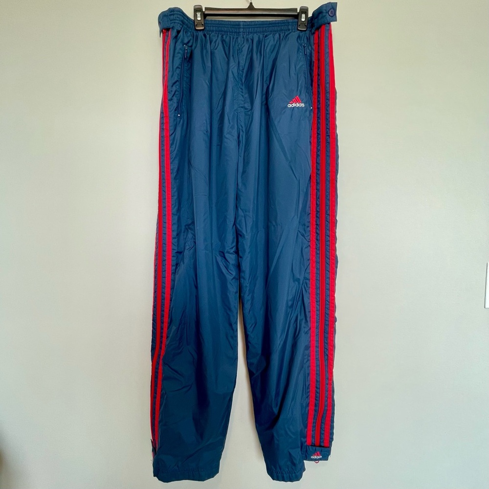 Men’s Adidas Navy Blue & Red Full-Zip Breakaway Track Pants | Size XXL